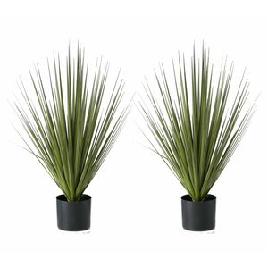 2x Groene grasplanten/kunstplanten Carex 68 cm in zwarte pot