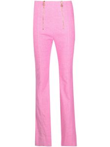 Patou pantalon évasé en tweed à zips - Rose