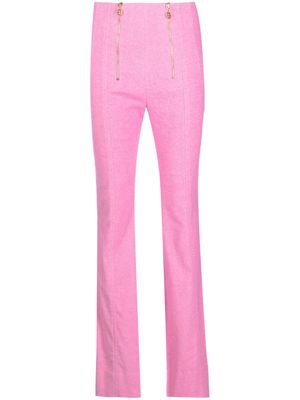 Patou pantalon évasé en tweed à zips - Rose