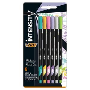 BIC 950445 viltstift Fijn Zwart, Lichtgroen, Lila, Roze, Violet, Geel