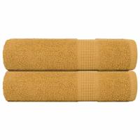 VidaXL Douchehanddoeken 2 st 70x140cm 360 g/m² 100% katoen goudkleurig