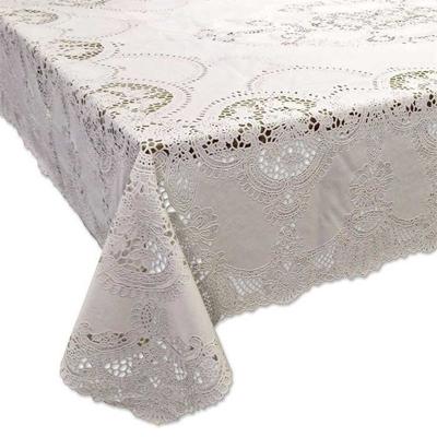 Unique Living tafelkleed/tafellaken - buiten/binnen - ivoor wit - 137 x 180 cm - Kant patroon