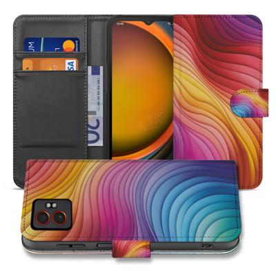 Beschermende Kleurrijke Regenboog Golven Bookcase Hoesje voor Samsung Galaxy Xcover 7 Pro