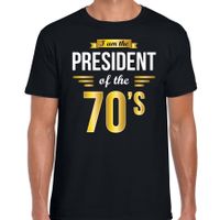 President of 70 s t-shirt zwart heren - Verkleed shirt jaren 70/ seventies feest