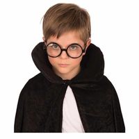 Carnaval verkleed bril zwart met ronde glazen voor de Harry Look   -