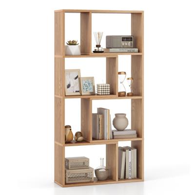Boekenkast met 4 Niveaus Staande Kast met 8 Vakken Kubusrek Rek 60 x 20 x 120 cm Natuur / Wit