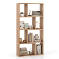 Boekenkast met 4 Niveaus Staande Kast met 8 Vakken Kubusrek Rek 60 x 20 x 120 cm Natuur / Wit