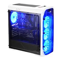 LC Power LC-988W-ON Midi-tower PC-behuizing, Gaming-behuizing Wit 4 voorgeïnstalleerde LED-ventilators, Geïntegreerde verlichting, Ventilatiebesturing, - thumbnail