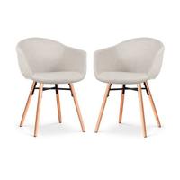 Nolon Nena-Otis Eetkamerstoelen Set van 2 - Beige - Houten Poten