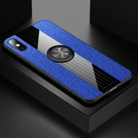 Voor iPhone XS Max XINLI stiksels doek Textue schokbestendig TPU beschermhoes met ring houder (blauw)