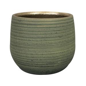 Ter Steege Steege Plantenpot - keramiek - donkergroen - stripes - D18xH16 cm