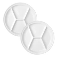 8x stuks porseleinen fondue/gourmet bord 4-vaks rond 26 cm