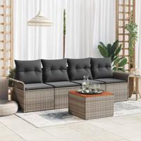 Tuinbankenset met kussen 5 pcs Grijs poly rattan