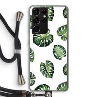 Tropische bladeren: Samsung Galaxy S21 Ultra Transparant Hoesje met koord