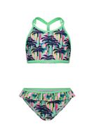 Just Beach Meisjes bikini AOP ruffel - Tropical palms
