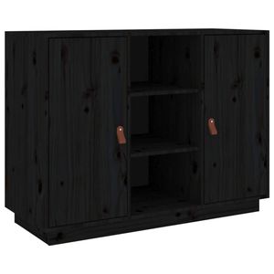 The Living Store Dressoir Massief Grenenhout - Zwart - 100 x 40 x 75 cm - Opbergruimte en Stevig Blad