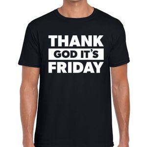 Thank god it is friday tekst t-shirt zwart heren