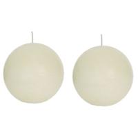 Spaas rustieke bolkaars - ivoorwit - 2x - D8 cm - 24 branduren - ronde kaarsen Spaas rustieke bolkaars - ivoorwit - 2x - D8 cm - 24 branduren - ronde kaarsen