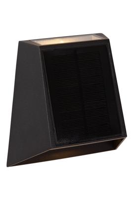 Lucide LUTON - Wandlamp - Zonne-energie - LED Dimb. - 1x1W 2850K/3150K - IP54 - Beweging & dag/nacht sensor - Zwart