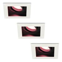 Set van 3 Durham smart inbouwspots vierkant - Wifi + Bluetooth - RGBWW - GU10 - Kantelbaar - Google Home, Amazon Alexa en Siri - IP20 voor binnen - Wit - Verzonken
