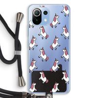 Eenhoorns overal: Xiaomi Mi 11 Lite Transparant Hoesje met koord