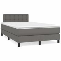Boxspring met matras kunstleer grijs 120x190 cm