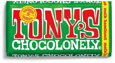 Tony&apos;s Chocolonely chocoladereep, 180g, hazelnoot