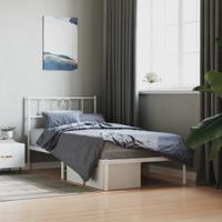 Bedframe met hoofdbord metaal wit 80x200 cm - thumbnail