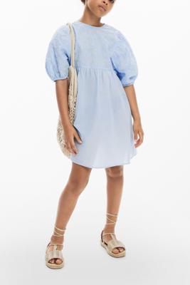 Korte bloemenjurk - BLUE - 3/4