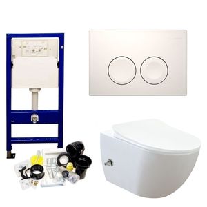 Geberit UP100 Toiletset set57 Bidet met Warm en Koud Water Randloos met Delta Drukplaat