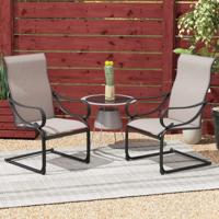 Set van 2 C-Spring Stoelen voor Buiten met Hoge Rugleuning en Zitting en Rugleuning van Gaasstof Robuuste Metalen Schommelstoelen Grijs