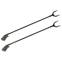 Afvalgrijper/vuilnisgrijper - 2x - zwart - lange steel - 83 cm - zonder te bukken - oppaktang
