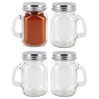 Home Deco Factorykruidenpotje - 4x - glas - 120 ml - transparant - kruidenstrooier