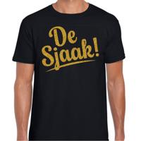 Verkleed T-shirt heren - De Sjaak! - zwart - glitter goud - foute party