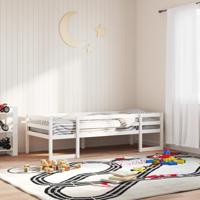 Kinderbedframe massief grenenhout wit 75x190 cm