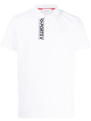 Ports V polo à bandes logo - Blanc
