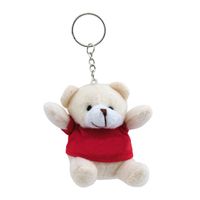 Pluche teddybeer knuffel sleutelhanger rood 8 cm   - - thumbnail