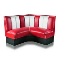 Kwart cirkel Diner Bank 120 cm Rood/Wit