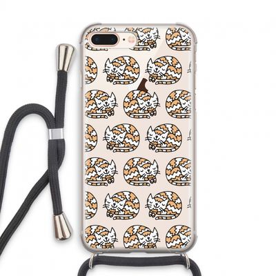 Slapende poes: iPhone 8 Plus Transparant Hoesje met koord