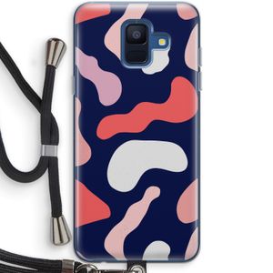 Memphis Shapes Pink: Samsung Galaxy A6 (2018) Transparant Hoesje met koord