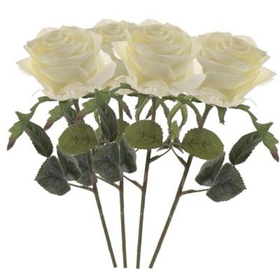 Kunstbloem roos Simone - 4x - wit - 45 cm - decoratie bloemen
