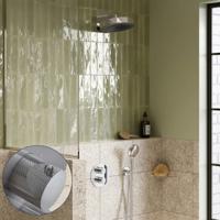 Regendouche set SaniClear Evolution Curved | 30 cm | Incl.Inbouwdeel | 2 standen handdouche | Chroom