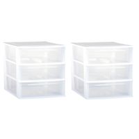 2x stuks ladenkast/bureau organizers wit stapelbaar A4 met 3x lades L36 x B26 x H28 cm - thumbnail