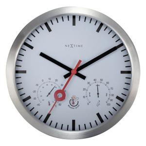 NeXtime NE-4307ST Buitenweerstationklok 35CM Aluminium-Wit Clematis