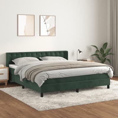 Boxspring met matras fluweel donkergroen 160x200 cm