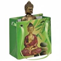 Klein cadeau Boeddha beeld - rood/goud - in cadeautasje - H5,5 cm
