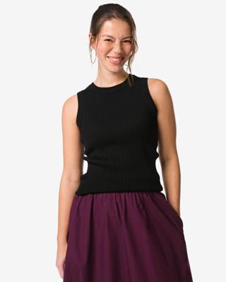 HEMA Damessinglet Frida rib zwart (zwart)