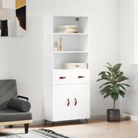 Hoge kast 69,5x34x180 cm bewerkt hout wit
