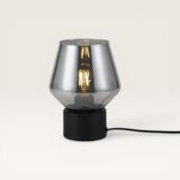 Tafellamp Aureta nero - Met een kap van rookglas en een zwarte metalen voet - Zonder lichtbron