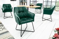 Exclusief design stoel LOFT fluweelgroen met armleuning metalen frame mat zwart - 41661 - thumbnail